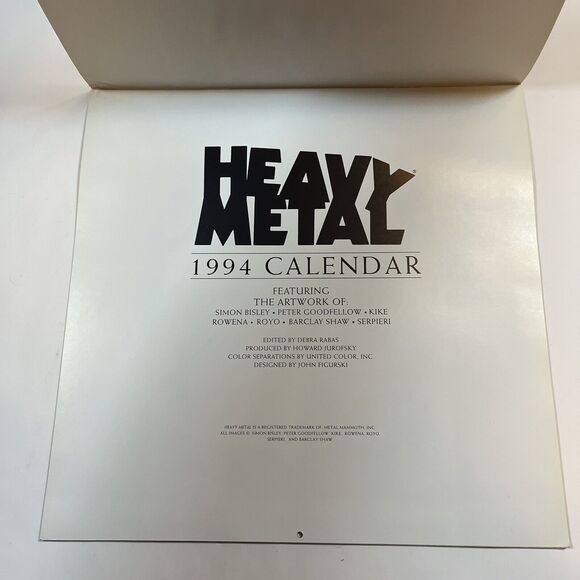 Heavy Metal 1994 Calendar Rowena Goodfellow Royo Vintage Fantasy Art Pin Ups - Picture 2 of 16